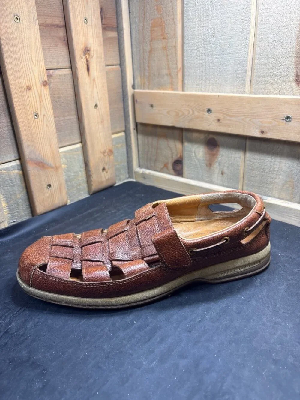 Sperry Top-Sider 0579078 Brown Woven Leather Loafer Sandals Mens Size US 11
